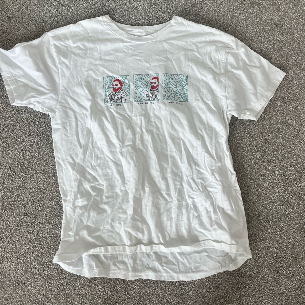 White shirt with design on front